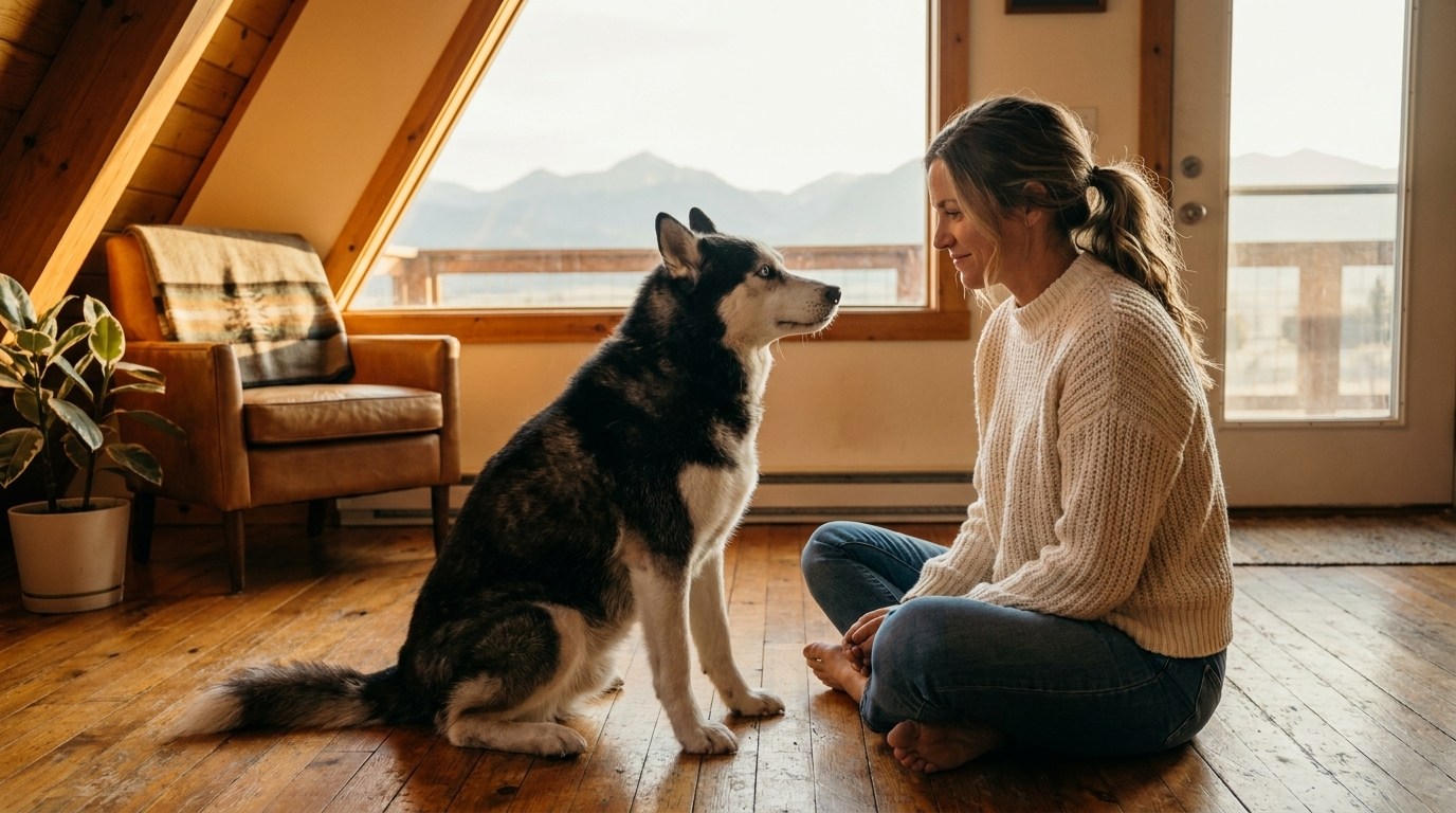 Kendall and Luna at home in Bozeman